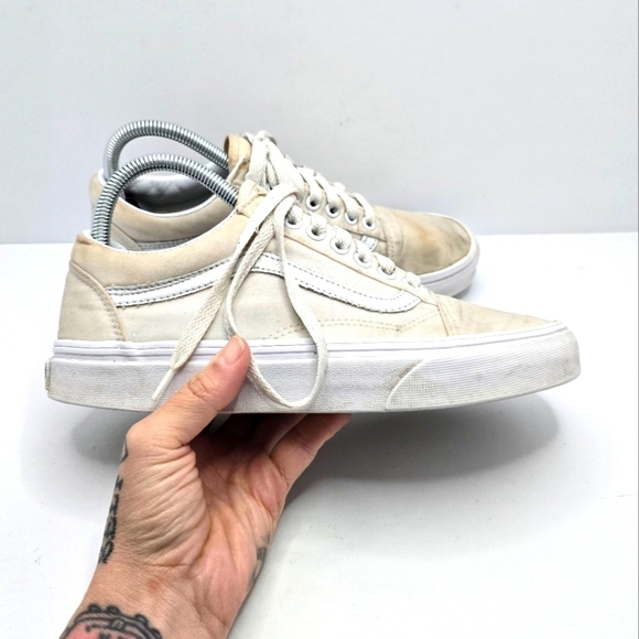 Vans | Old Skool Indie grunge white canvas low-top sneakers | WMS 8.5 - Picture 1 of 8